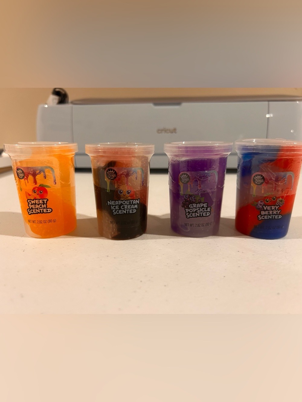 Scented Party Slime Variety Pack - Sweet Peach, Neapolitan, Grape, Very Berry.